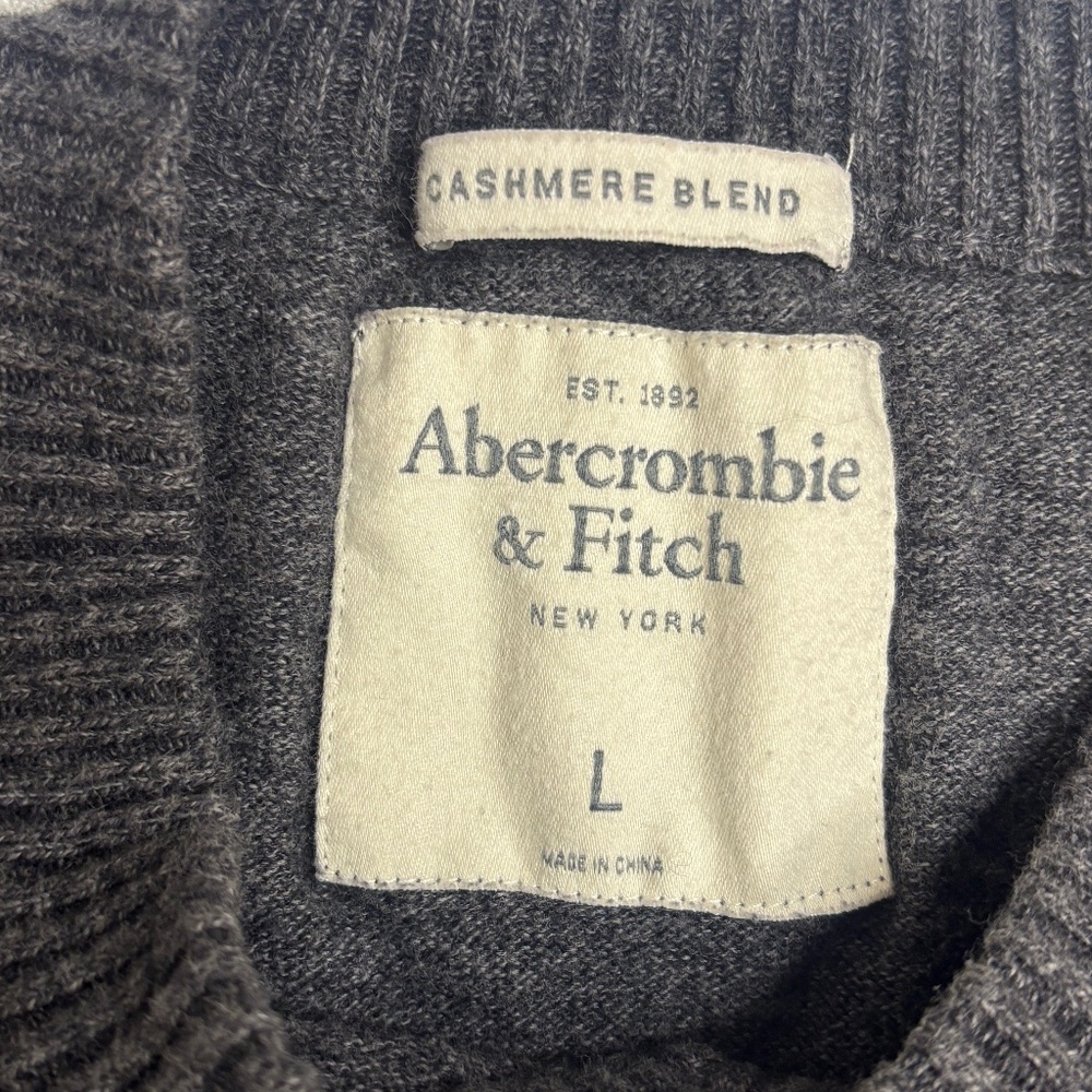 Abercrombie & Fitch Men's Large Gray Cashmere Blend V-Neck Sweater Moose Y2K EUC - Picture 3 of 4